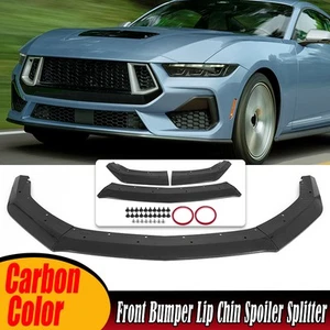 Front Body Bumper Splitter Lip Spoiler For Ford Mustang GT 2024+ Carbon Fiber - Picture 1 of 14