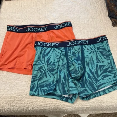 ¡PAR de baúl Jockey Boxerbreifs para hombre! NUEVO SIN ETIQUETAS. Tropical/Naranja Talla GRANDE. Foto 1 de 4