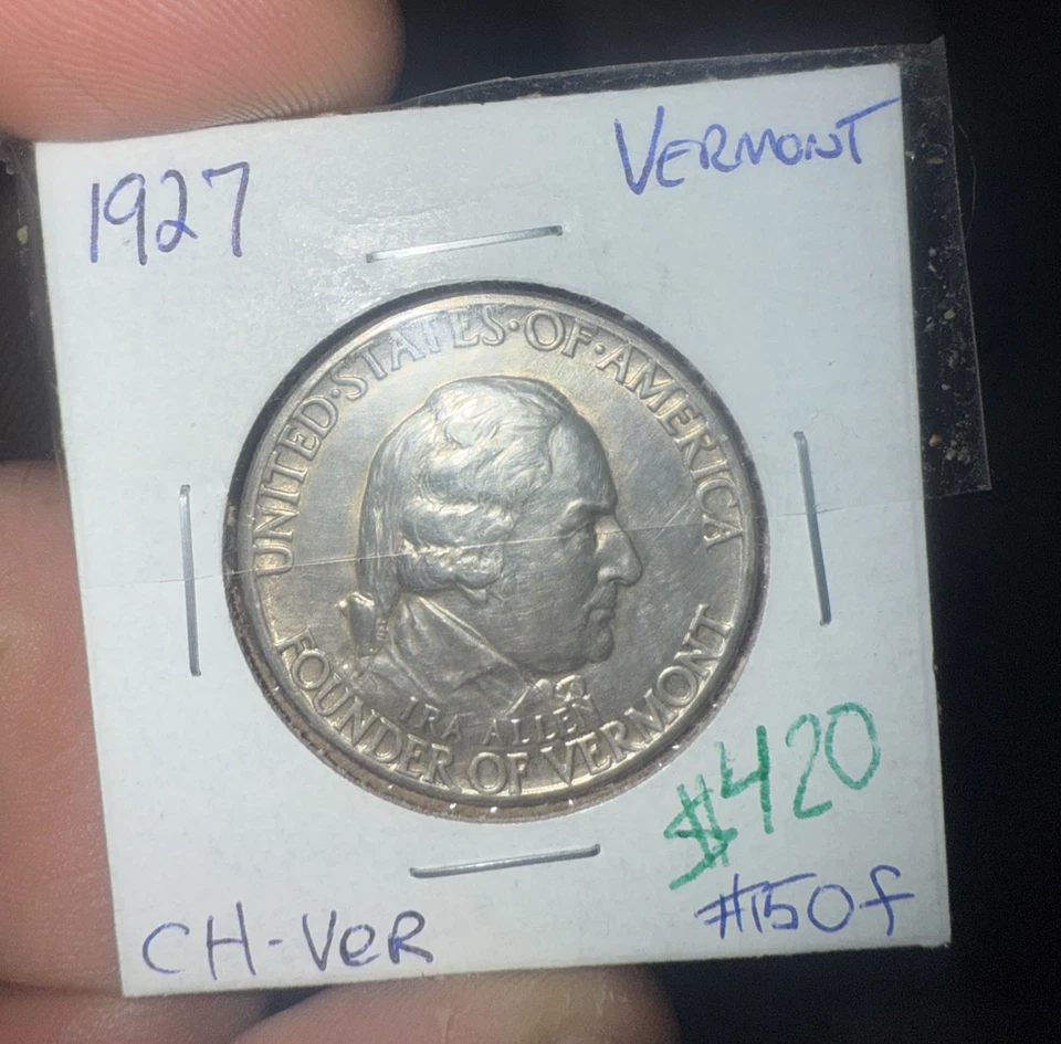 1927 Vermont Sesquicentennial Commemorative Silver Half Dollar CH-Ver Ira Allen - Image 1 of 4