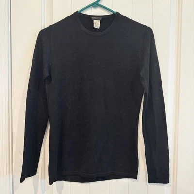 Suéter Henri Bendel para mujer pequeño de seda pura negro mangas largas Foto 1 de 4