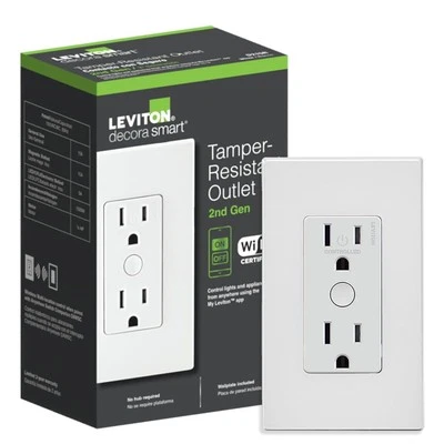 Leviton Decora Smart WiFi Outlet 15A Control desde cualquier lugar con mi aplicación Leviton Foto 1 de 4
