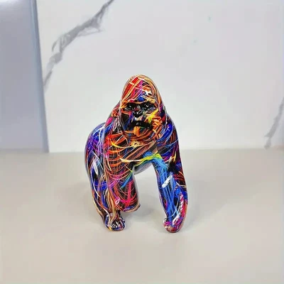 Большая красочная граффити статуя гориллы современное искусство домашний декор скульптура обезьян - Изображение 1 из 4