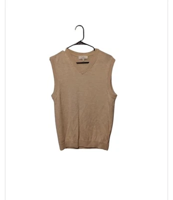 Мужской желтовато-коричневый свитер-жилет из сверхтонкой шерсти мериноса Turnbury L Old Money Preppy Grandpa - Изображение 1 из 4