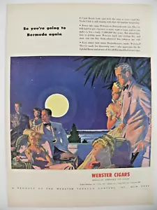 Webster Zigarren 1946 Druckanzeige ~ schöne Szene von Paaren im Mondschein auf Bermuda - Bild 1 von 7