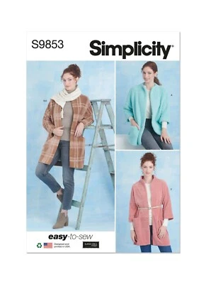 SIMPLICITY 9853 MISSES COAT & SCARF Sewing Pattern Sizes XS-XL 4-22 Skill: EASY - Image 1 of 4