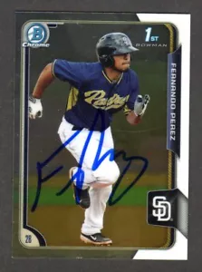 2015 BOWMAN CHROME BCP 9 Fernando Perez PADRES SIGNED AUTOGRAPH AUTO COA - Picture 1 of 1