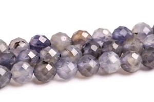 Cuentas de iolita redondas facetadas facetadas grises naturales genuinas de 5 mm grado A cuentas sueltas - Imagen 1 de 4