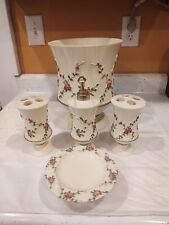Spring Heritage Rose Hand painted Bathroom Collectible Set 5 Piece Waste Basket