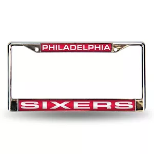 Philadelphia 76ers Chrome Metal License Plate Frame Tag Cover Laser Cut Inlays - Picture 1 of 1