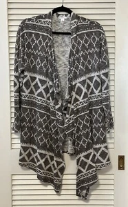 Xhilaration Strickjacke Damen Gr. XL Southwestern Strick grau/taupe weiß - Bild 1 von 3