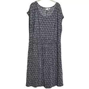 Abito donna midi Kim Rogers taglia 2X blu multicolore elasticizzato maglia cappuccio maniche - Foto 1 di 5
