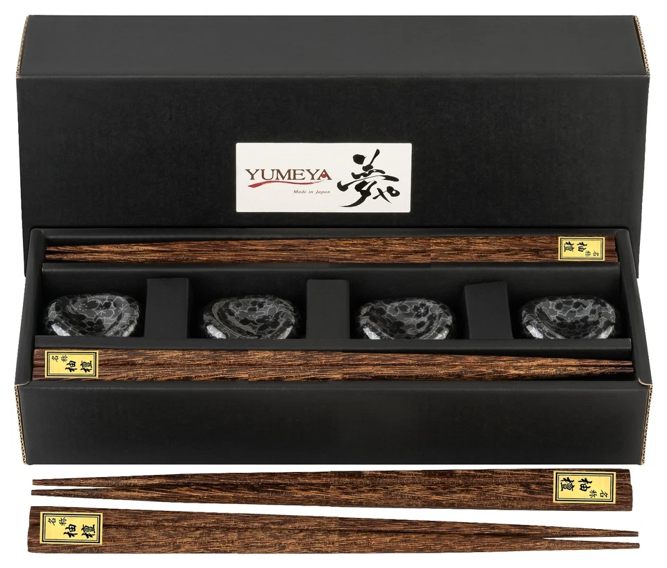 Essstäbchen Geschenk Set KOBAN Sakura Kirschblüte Schwarz Porzellan aus Japan - Bild 1 von 4