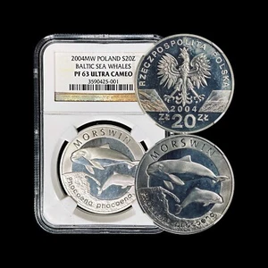 POLAND. 2004, 20 Zlotych, Silver - NGC PF63 - Baltic Sea Whales - Picture 1 of 7