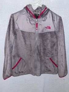 The North Face Faux Fur Osito Hooded Jacket Girls XL (sz. 18)m Silver and Pink - Picture 1 of 8
