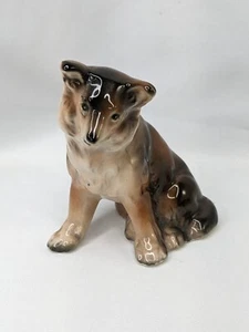 Figura de porcelana marrón perro 3 pulgadas Japón - Imagen 1 de 7