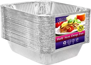 Aluminum Pans Half Size, 9X13, Extra Heavy Duty Disposable Foil Pans (30 Pack) - Picture 1 of 6