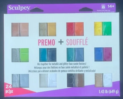 Sculpey Premo + Souffle Premium Horno Hornear Arcilla Polimérica Paquete de 24 Colores Set NUEVO Arte Foto 1 de 2