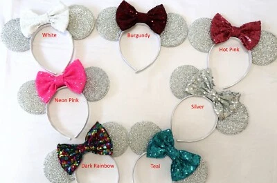 Silver Minnie Ears, Silver Mickey Mouse Ears, Silver Disney Ears HANDMADE - Image 1 of 4