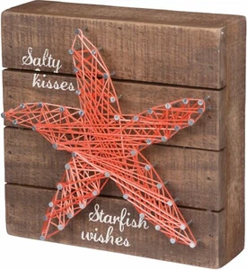Salty Kisses Starfish Wishes String Art Wood Beach Sign Primitives by Kathy SALE - Picture 1 of 1