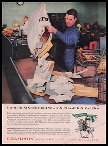 Champion Papers 1950s Print Advertisement Ad 1959 Paper Manufacturing - Picture 1 of 1