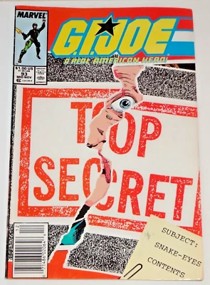 1989 MARVEL COMICS GI JOE A REAL AMERICAN HERO #93 FN+ NEWSSTAND ARAH SNAKE EYES - Image 1 of 2
