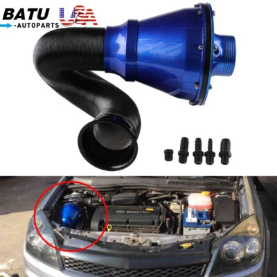 New Universal Blue Apollo Cold Air Intake Induction Kit With Air Box & Filter - Imagem 1 de 4