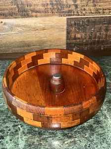 California Redwood Patchwork Vintage Wooden Nutcracking Bowl, Standard Specialty - Picture 1 of 23
