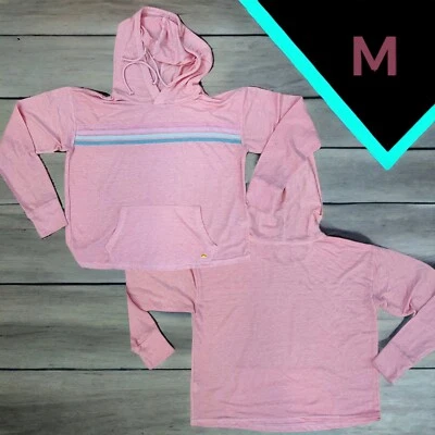 C&C California Sz M Blush Pink  With Striped Hoodie Pullover Thin Top - Image 1 of 4