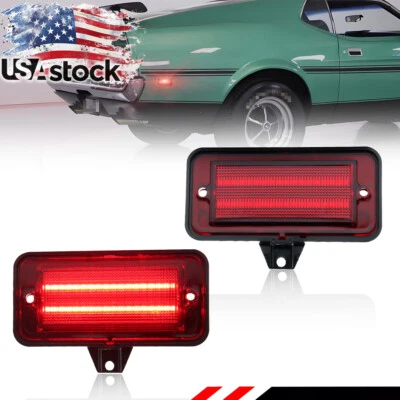 Luces de señalización laterales traseras LED completas con lente roja de 2 piezas para Ford Mustang 1971 1972 1973 Foto 1 de 4