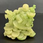 Szczęśliwy Budda Sztuczny Jadeit Zielony Żywica Posąg Śmiejąca się Figurka Jazda Smok Żółw