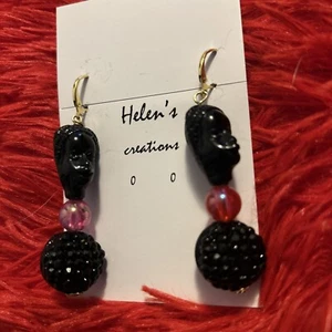 Vintage Blackamoor Earrings  Pierced Hand Made Costume Jewelry - Picture 1 of 17