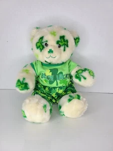 Build A Bear St Patrick’s Day Shamrock Clover Green White Teddy Bear Plush 15" - Picture 1 of 9