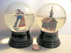 2 PALLE con NEVE vintage water snow globes PERZY Austria - Imagen 1 de 6