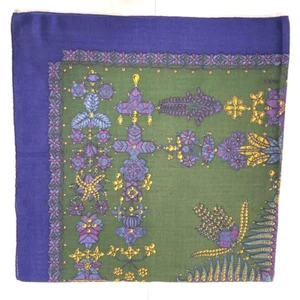 HERMES Carre 140 Scheherazade Cashmere Silk Shawl Blue W 140cm Japan [Used] - Picture 1 of 8