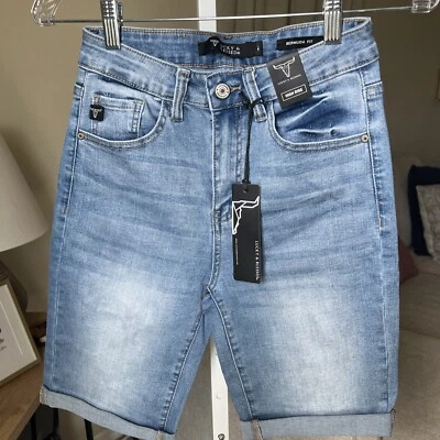 Lucky & Blessed Women’s High Rise Bermuda Fit Jean Shorts Size 4 NWT $20 - Image 1 of 4