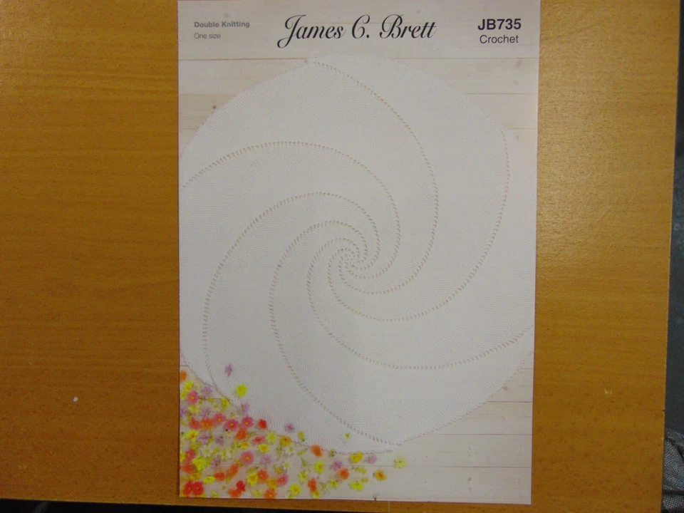 James C Brett JB735 Crochet Pattern Round Circular Swirl Blanket in Baby DK