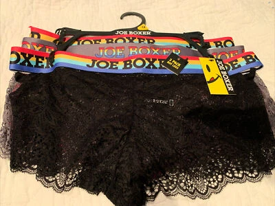 Joe Boxer Women's Boyshorts Underwear Panties Logo 3-Pair Plus 1X Pink Black - Image 1 of 4