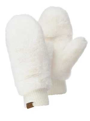 C.C Women's Faux Wrist Fur Fingerless Sherpa Lined Convertible CC Mittens Gloves - Image 1 of 4