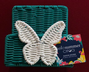 CIROA BUTTERFLY TEAL WICKER RESIN NAPKIN HOLDER - Picture 1 of 5