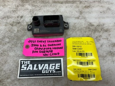 21 CHEVROLET GMC SIERRA SILVERADO 6.6 2500 GPM GLOW PLUG CONTROL MODULE 12687698 - Image 1 of 4