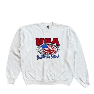 Vintage Fruit of The Loom USA Patriotic Sweatshirt United We Stand Graphic Print - Picture 1 of 12