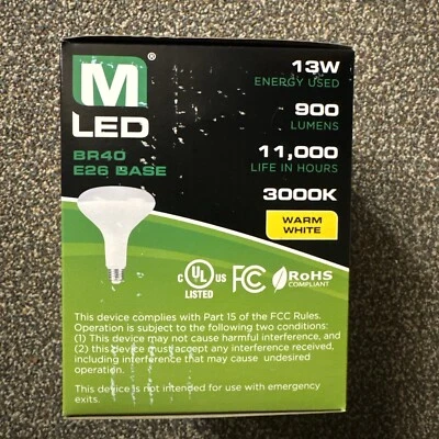 MaxLite BR40 13W 3000K Dimmable LED Reflector Lamp bulb White NEW - Image 1 of 4
