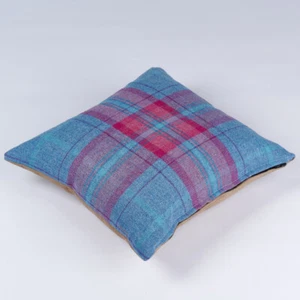 Wool Scatter Cushions, Wool Tweed Fashion cushion, Blue and Pink Cushion - Picture 1 of 5