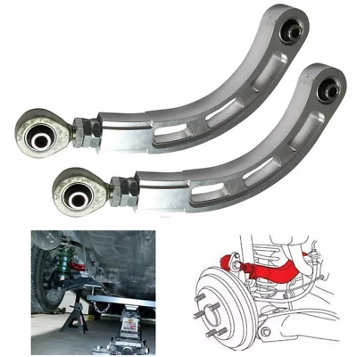 Bearing Adjustable Rear Camber Arm Kit Silver For Mitsubishi Lancer 02-06 08-17 - Image 1 of 4