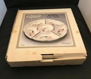 15" White Elegance Stoneware Revolving Lazy Susan - Picture 1 of 3