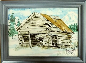 5 x 7 Original Aquarell Gemälde von Pat Wiles gerahmt alte Scheune, Colorado - Bild 1 von 1