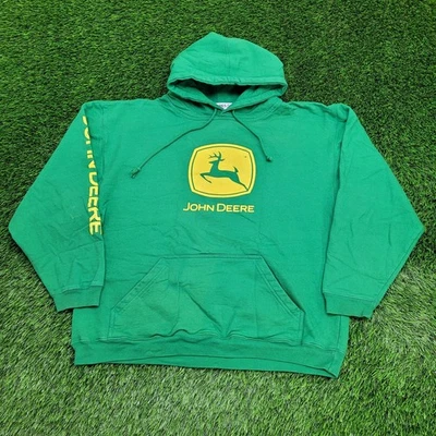 John-Deer Tractor Hoodie Large 25x25 Crop Baggy Boxy Green - Image 1 of 4