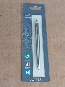 Parker Jotter Kugelschreiber Mittlere Spitze Blau Tintenschreiber Edelstahl Goldrand - Bild 1 von 7