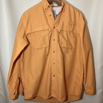 L.L. Bean Men’s Vented Fishing/Camping/Hiking Shirt/Jacket Orange Nylon/Poly - Image 1 of 4