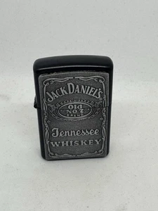 Jack Daniel Lighter Windproof Flint Ignition Silver/Black Metal Petrol Free P&P - Picture 1 of 30